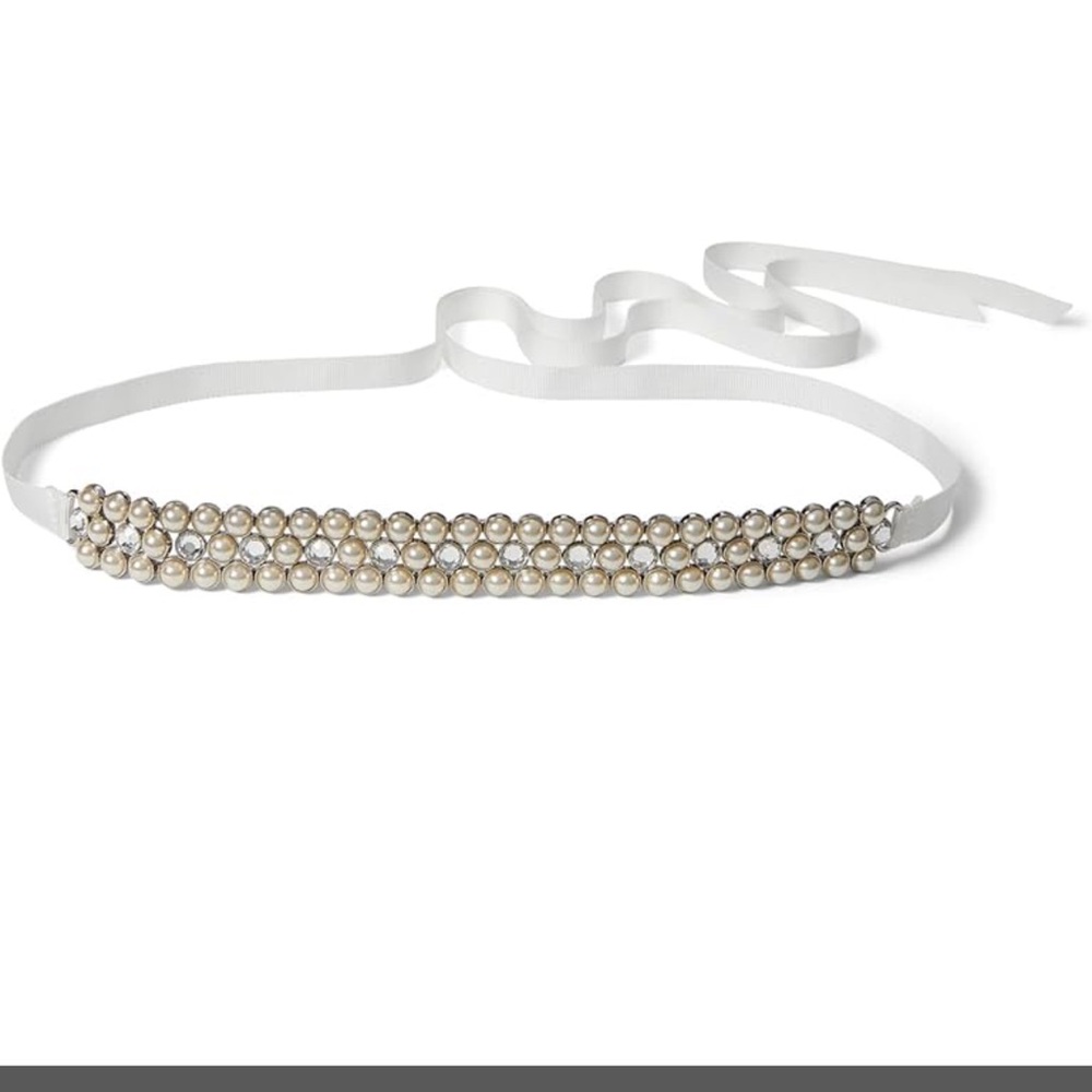 Kate Spade pearl bridal Ivory Ribbon Belt with Gold Accents. Stunning ! New